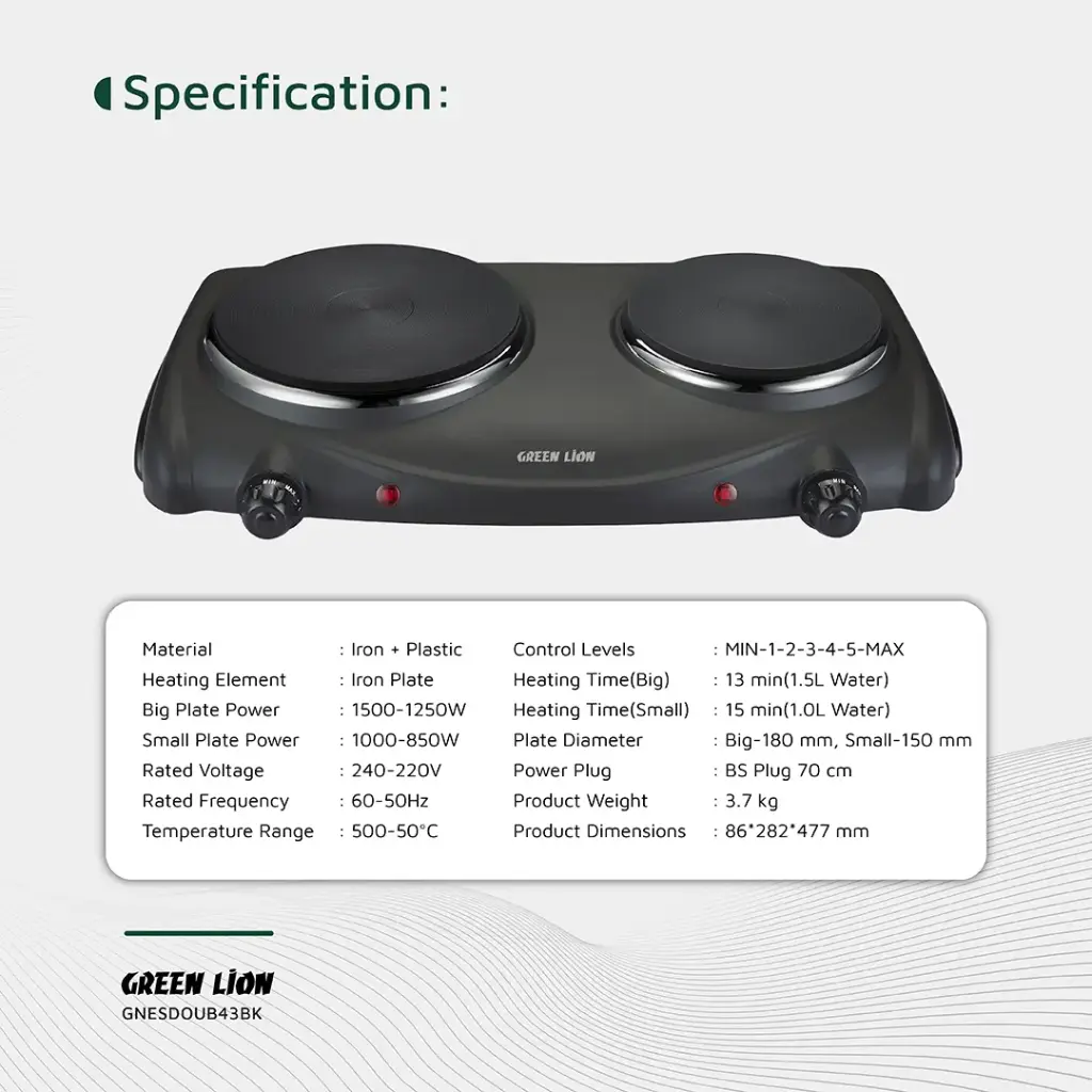 Green Lion Electric Stove Double Hot Plate – Black (6)