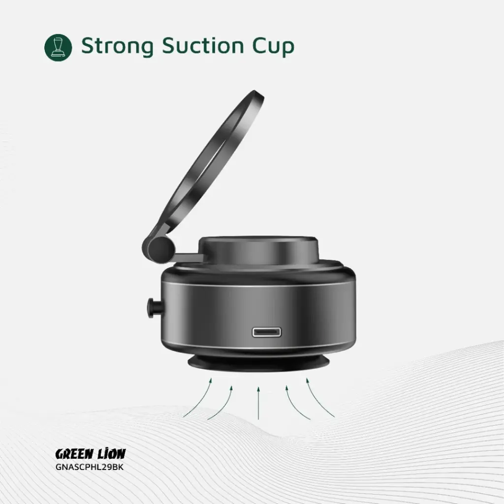 Green Lion GX-29 Auto Suction Phone Holder – Matte Black (3)
