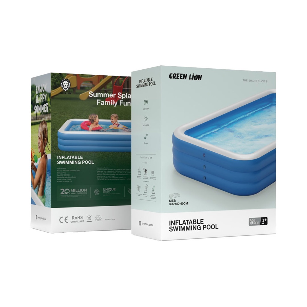 Green Lion Inflatable Big Swimming Pool – Blue