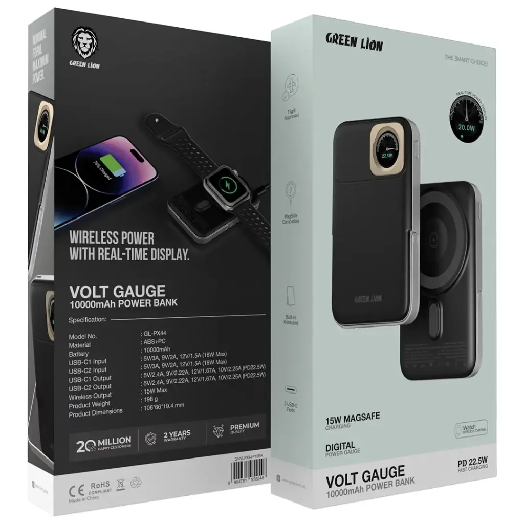 Green Lion Volt Gauge 10000mAh Power Bank PD 22.5W