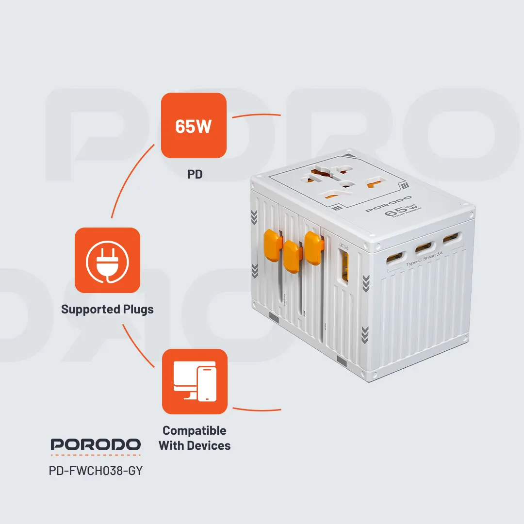 Porodo GaN 5-Port Travel Block Universal Charger (1)