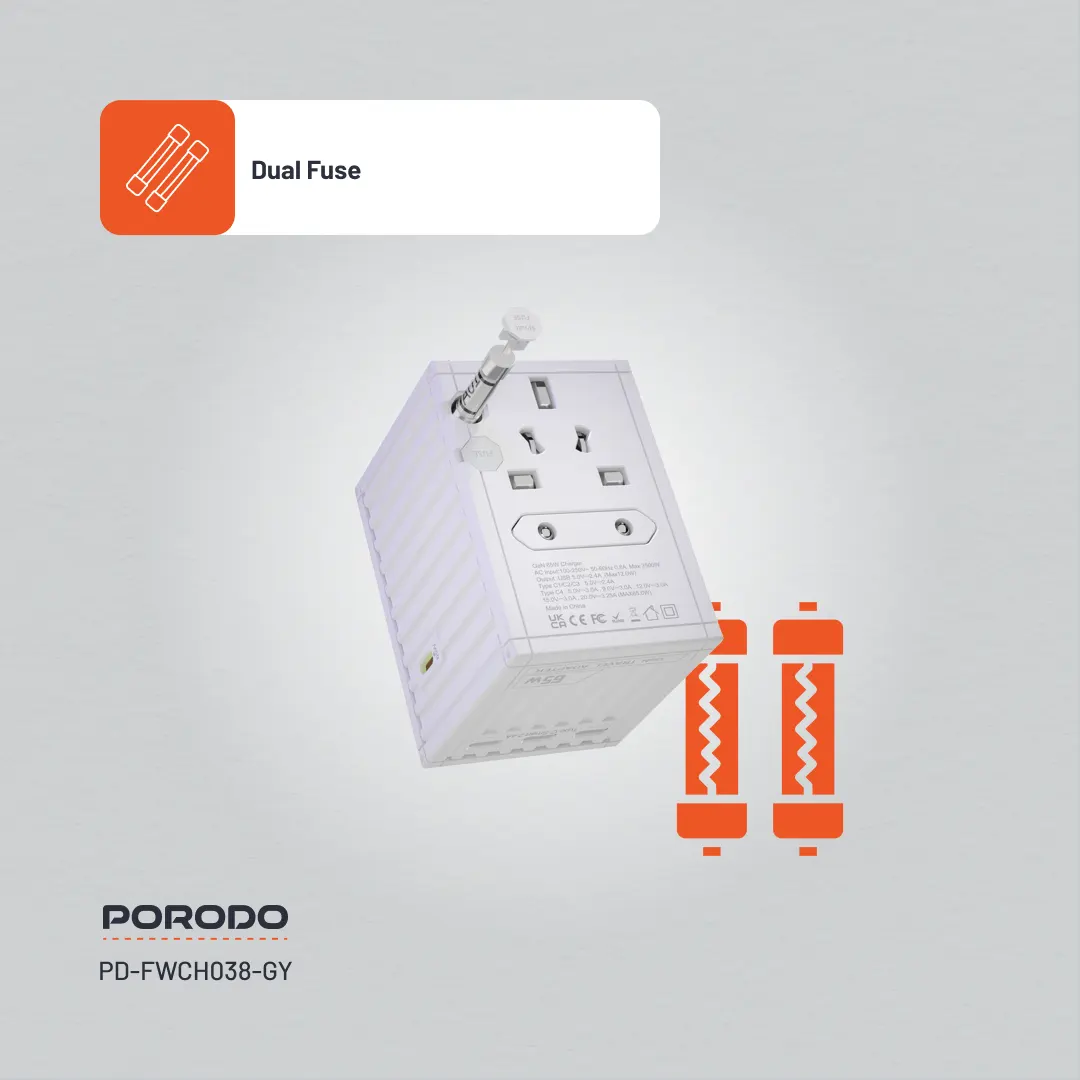 Porodo GaN 5-Port Travel Block Universal Charger (2)
