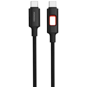 كيبل مضفر تايب سي إلى تايب سي من بورودو | Porodo LED Braided USB-C to USB-C Charging & Data Cable